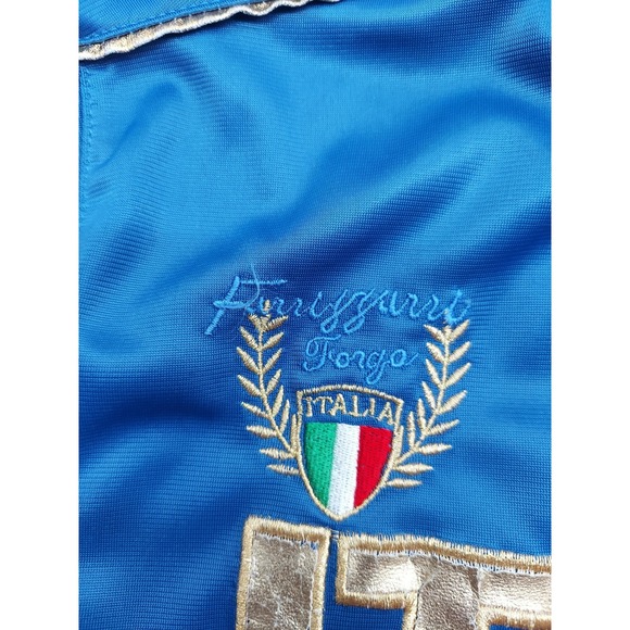 Vtg Italia Track Jacket Medium Blue Full Zip Forza Azzurri Palestra Gold Trim - Picture 9 of 15